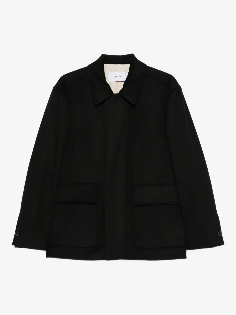 Lardini patch-pocket collared coat | Black | Image 1