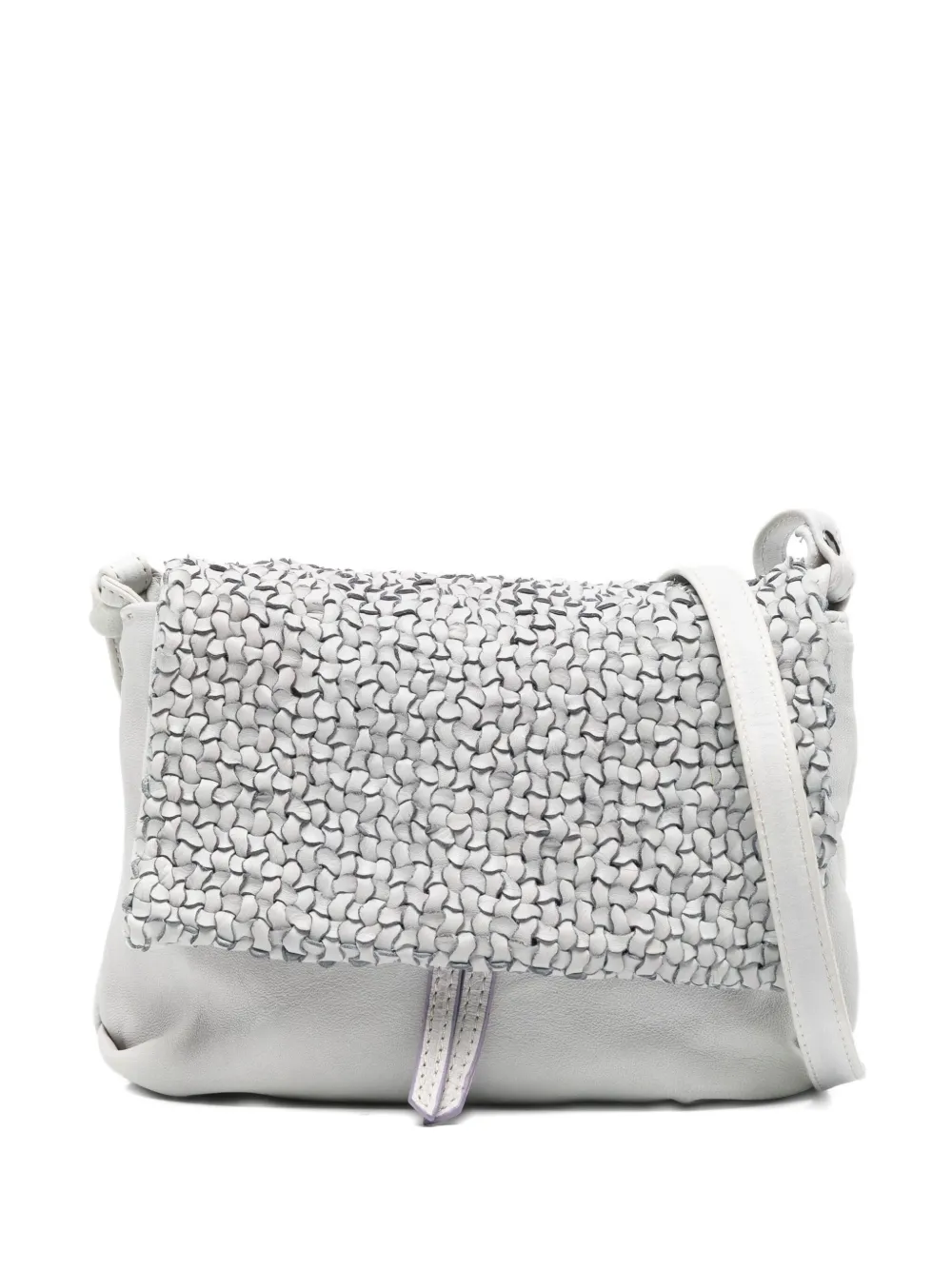 small woven-leather cross-body bag