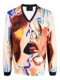 Limitato abstract-face print wool sweater - Neutrals