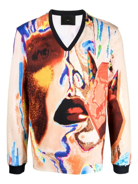 Limitato abstract-face print wool sweater