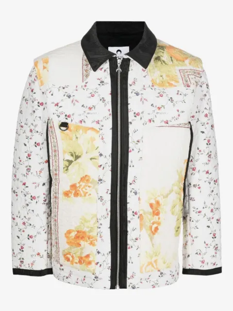 Marine Serre floral-patchwork quilted jacket