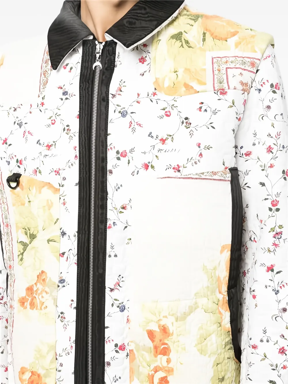 Marine Serre Gewatteerd jack met patchwork met bloemen Wit