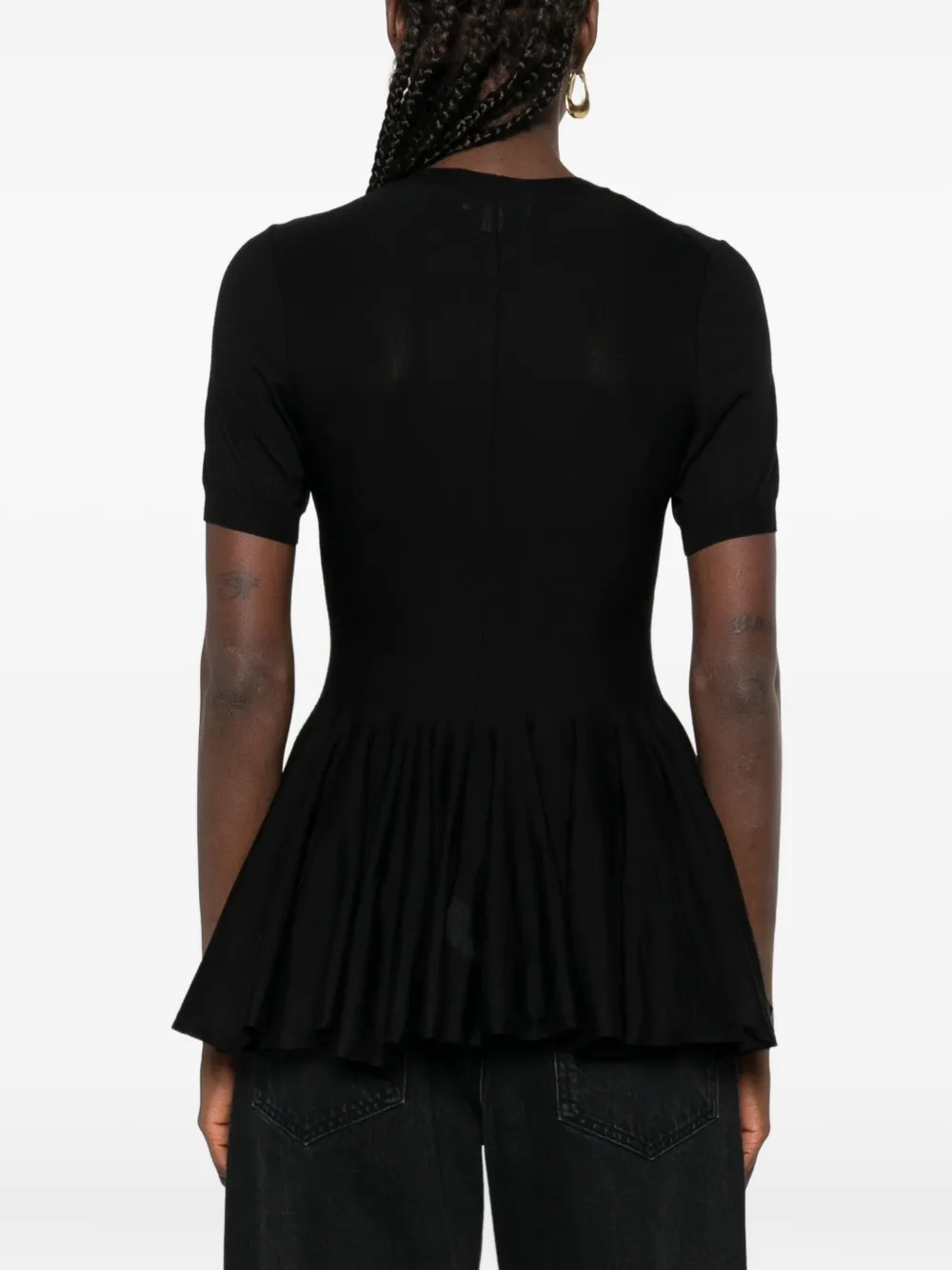Short-Sleeve Peplum-Hem Blouse