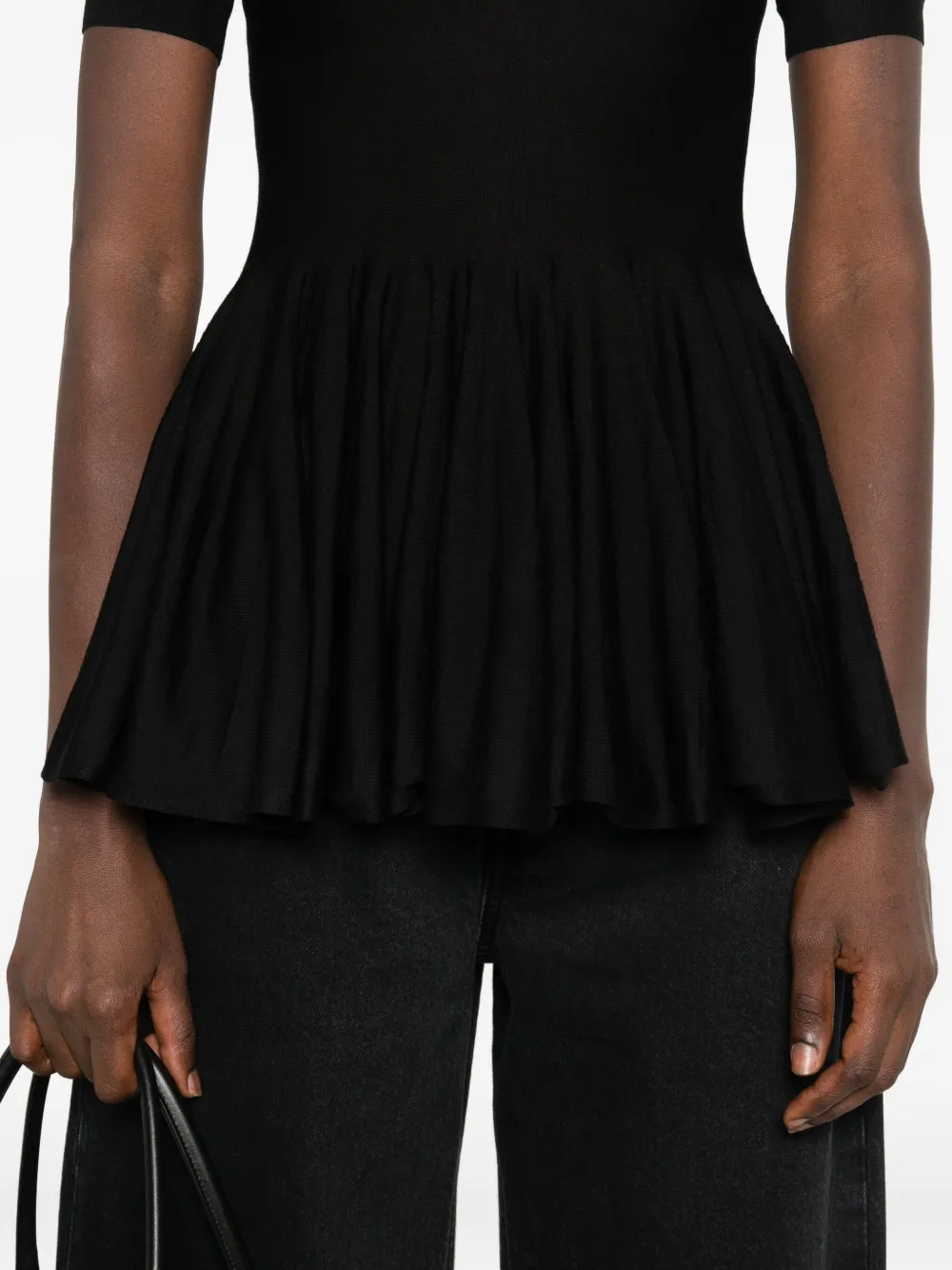Short-Sleeve Peplum-Hem Blouse
