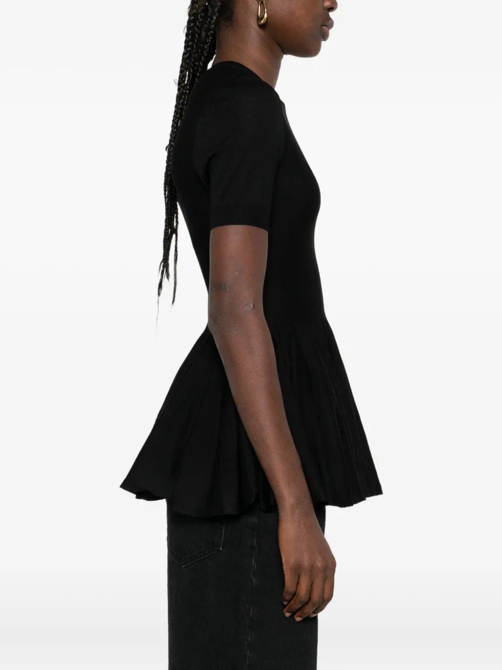 Short-Sleeve Peplum-Hem Blouse