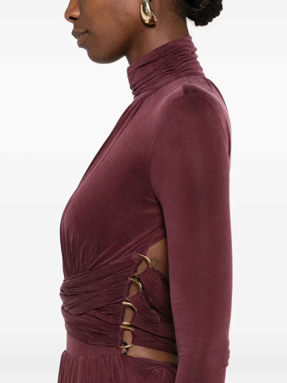 Elisabetta Franchi Maxi-jurk met keyhole en gedrapeerde hals Rood