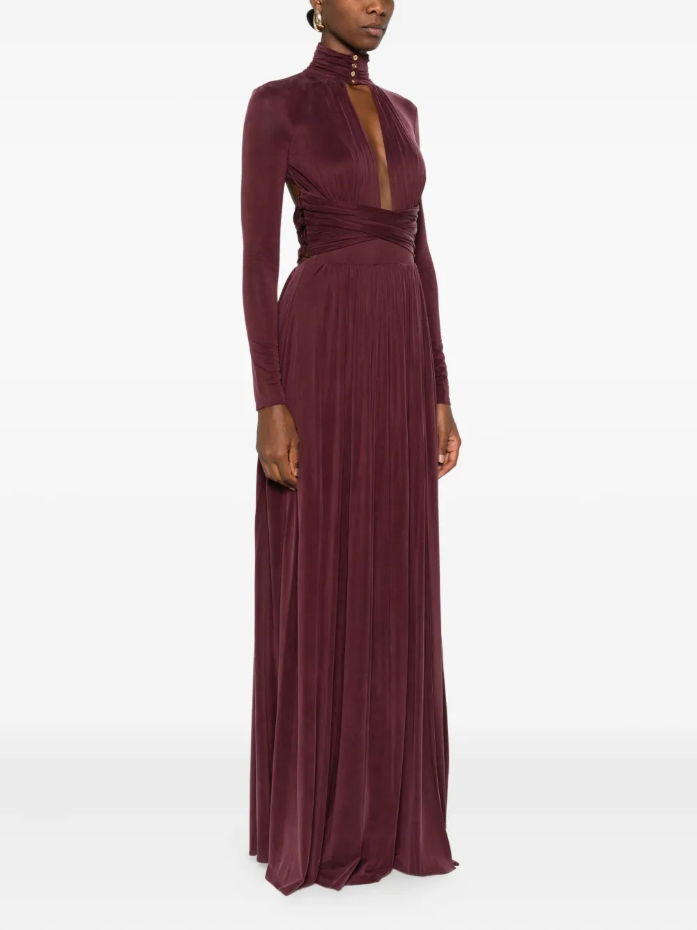 Elisabetta Franchi Maxi-jurk met keyhole en gedrapeerde hals Rood