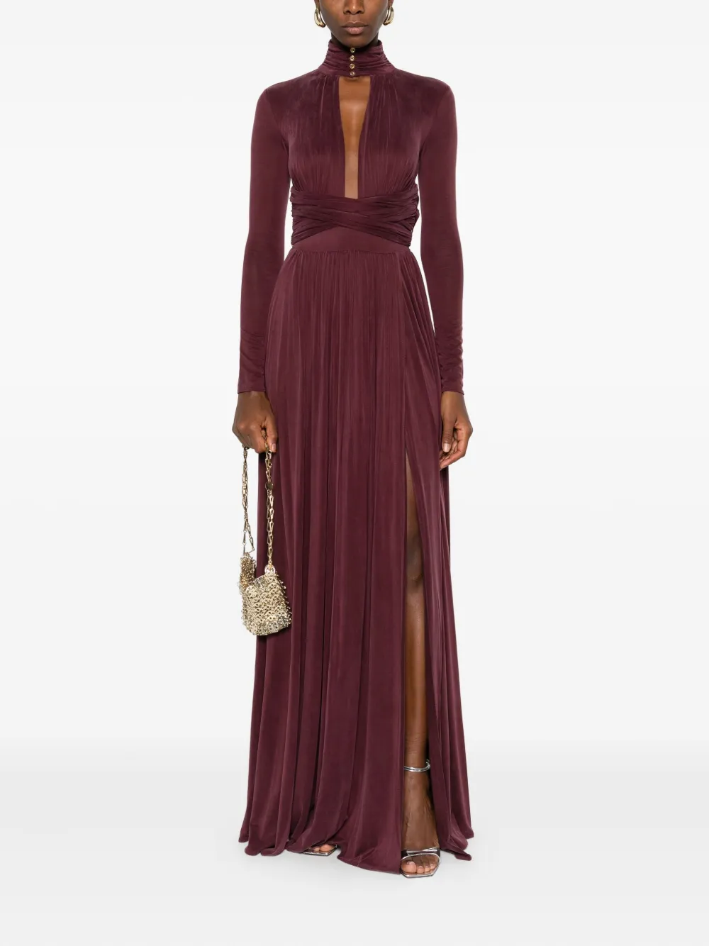 Elisabetta Franchi key-hole mock-neck maxi dress - Rood