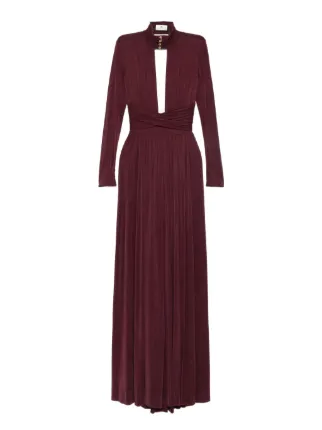 Elisabetta Franchi key-hole mock-neck Maxi Dress | Purple | FARFETCH Elisabetta Franchi key-hole mock-neck Maxi Dress | Purple | FARFETCH