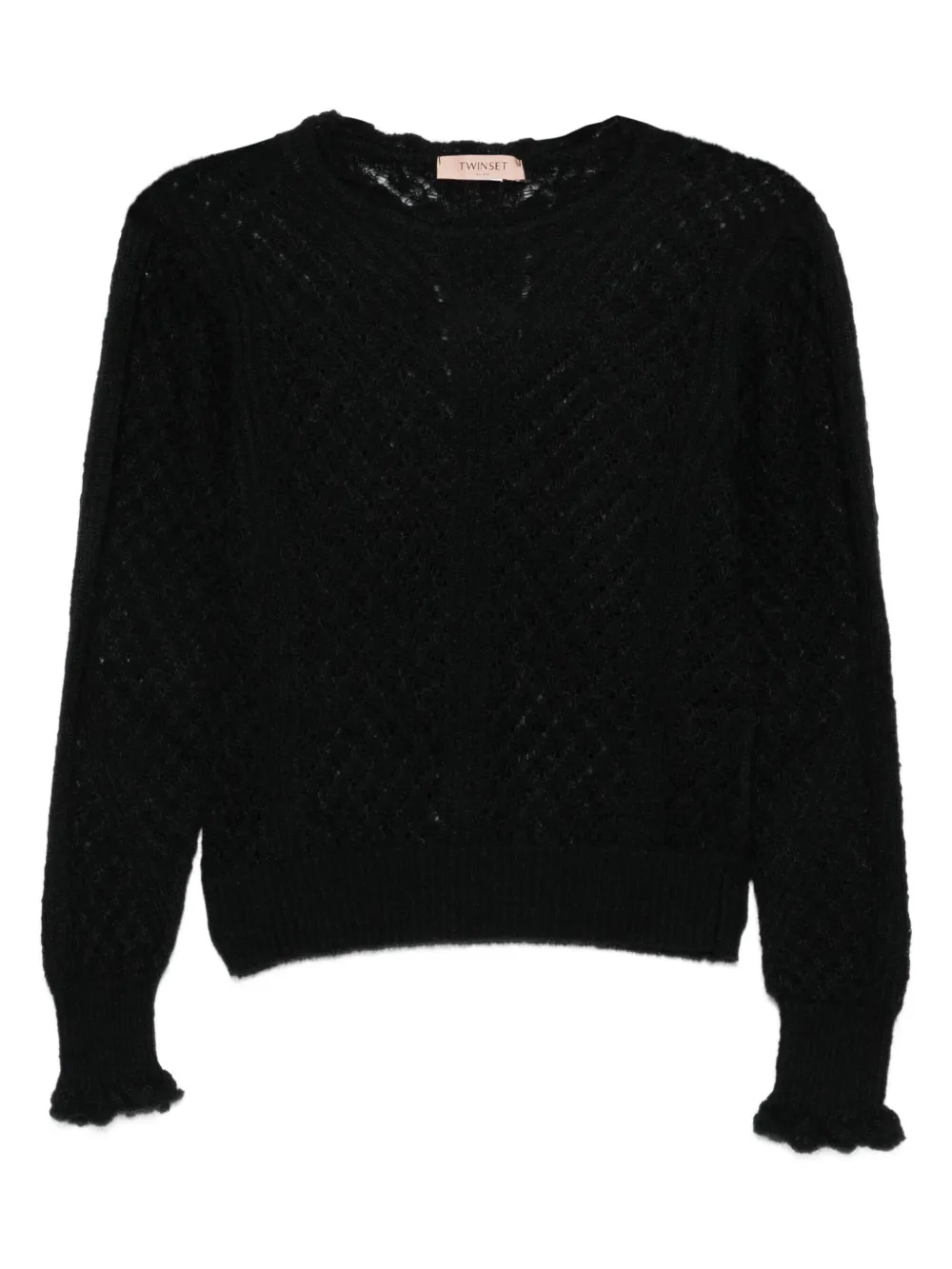 TWINSET Gebreide trui met ruches NERO