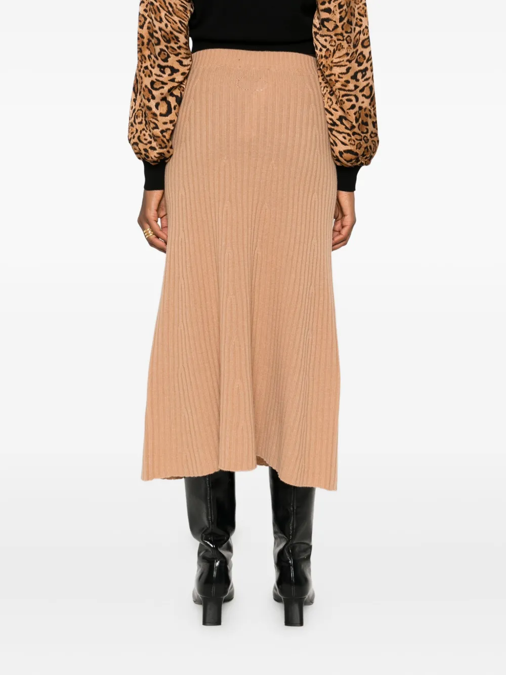 TWINSET ribbed knit midi skirt Beige