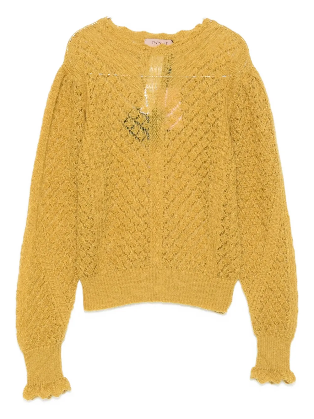 Twinset Ruffled-cuff Sweater In Yellow