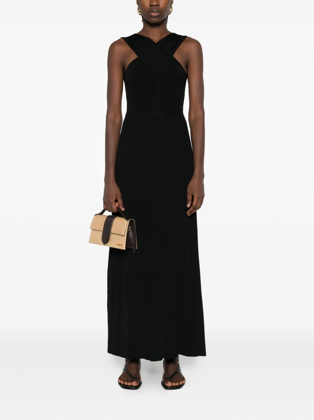 TWINSET pleated V-neck midi dress - Zwart