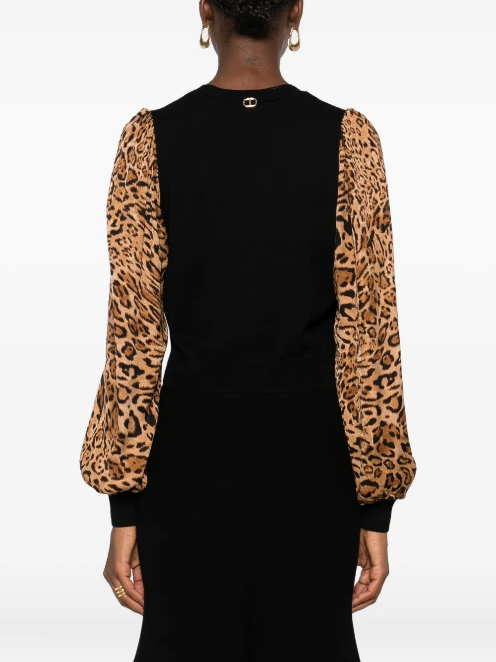 TWINSET leopard-print sleeve cardigan Zwart