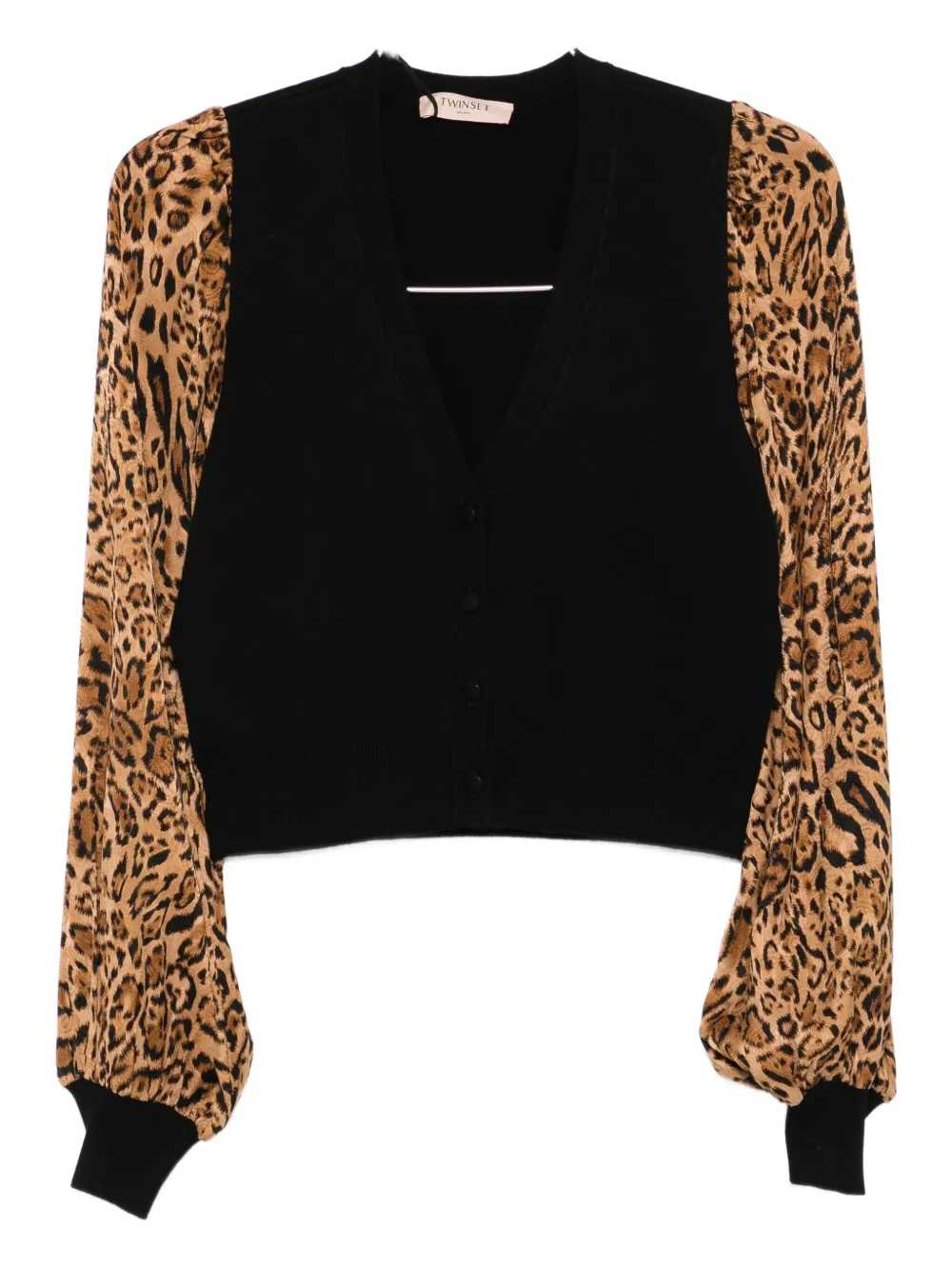 TWINSET leopard-print sleeve cardigan Zwart