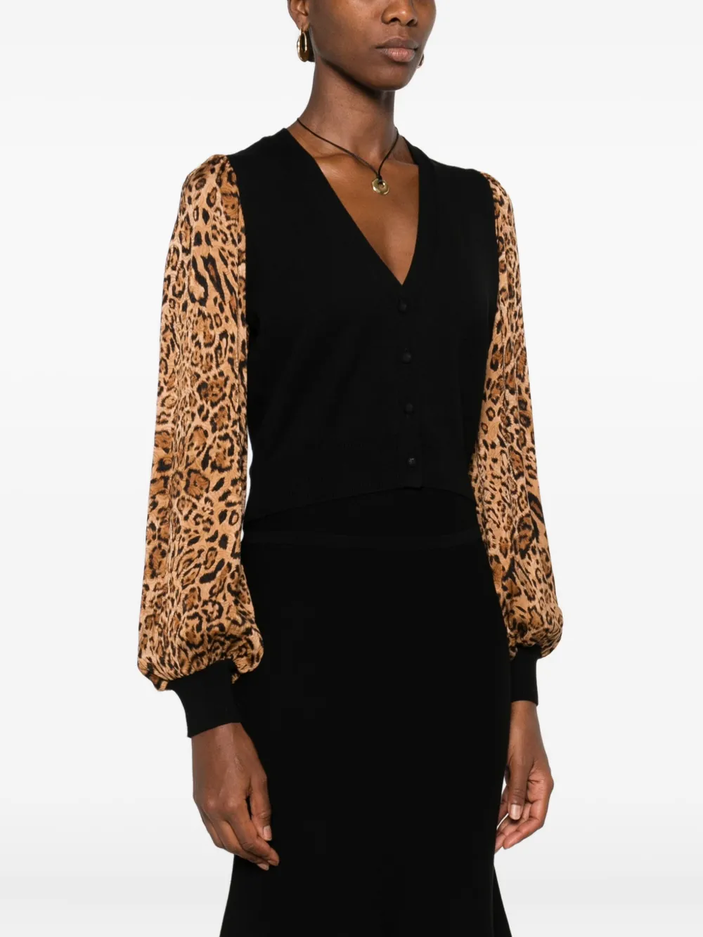 TWINSET leopard-print sleeve cardigan Zwart