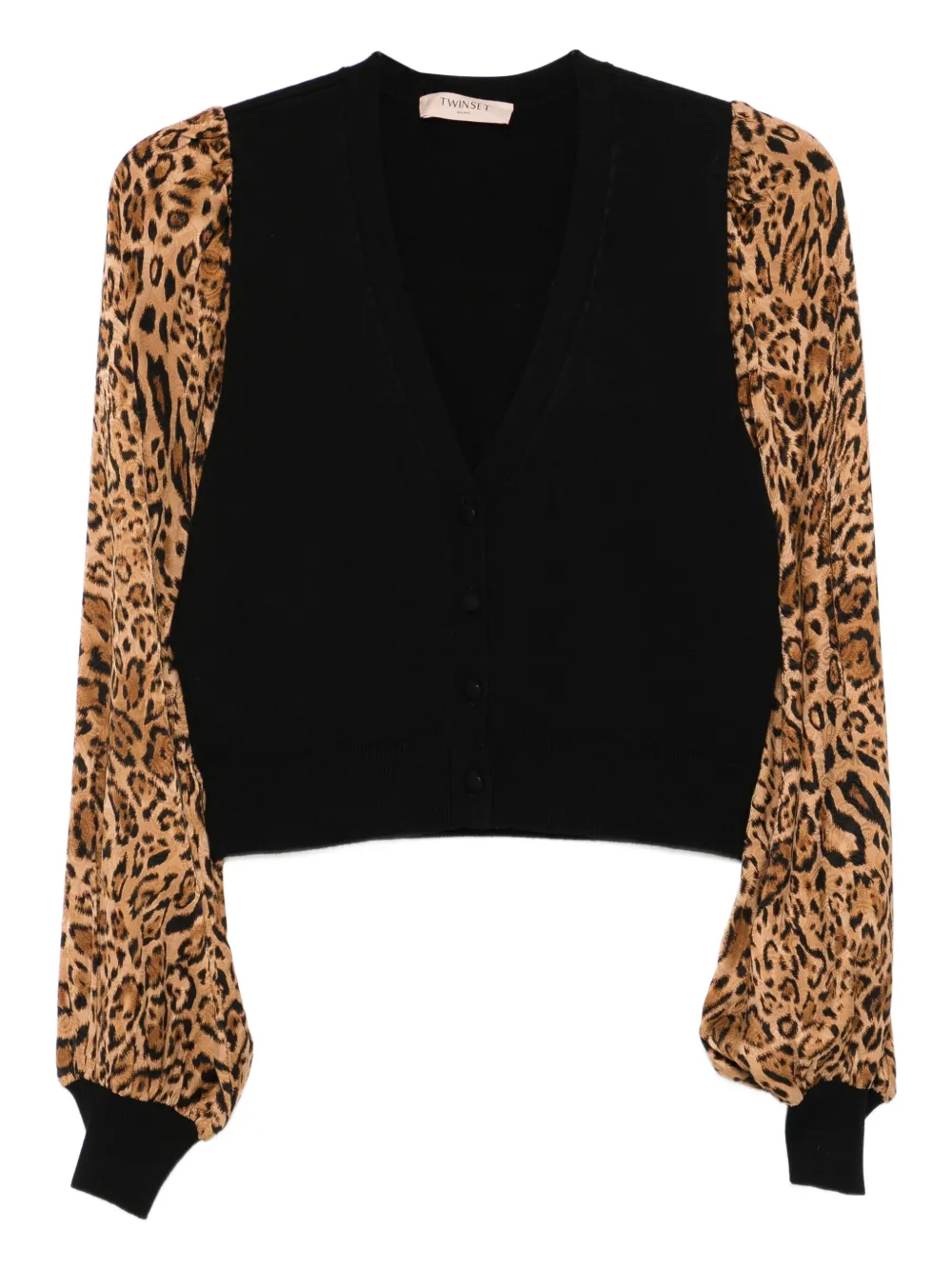 TWINSET Vest met luipaardprint op de mouwen Zwart