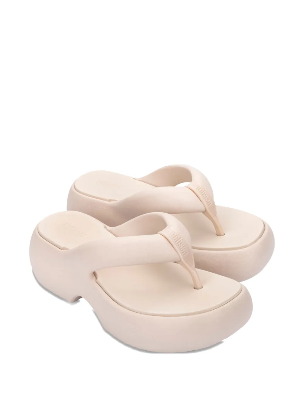 Melissa Free Fuzzy Platform Thong Flip-flops In Neutral