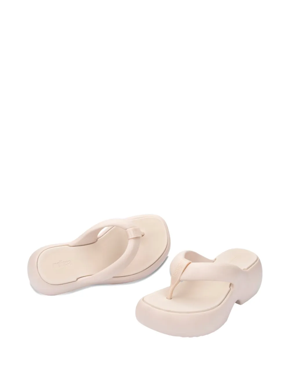 Melissa Free Fuzzy Platform Thong Flip-flops In Neutral