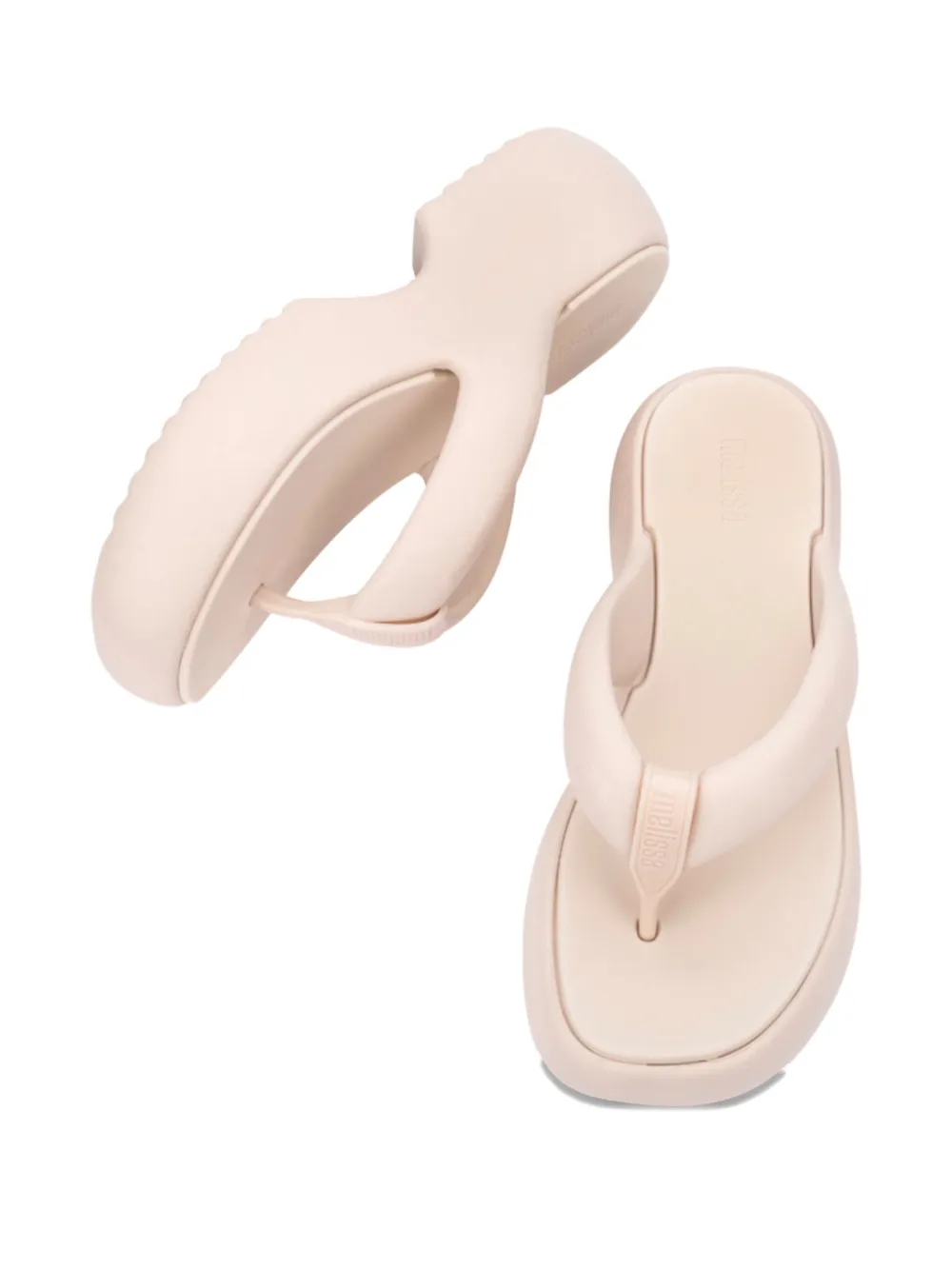 Melissa Free Fuzzy Platform Thong Flip-flops In Neutral