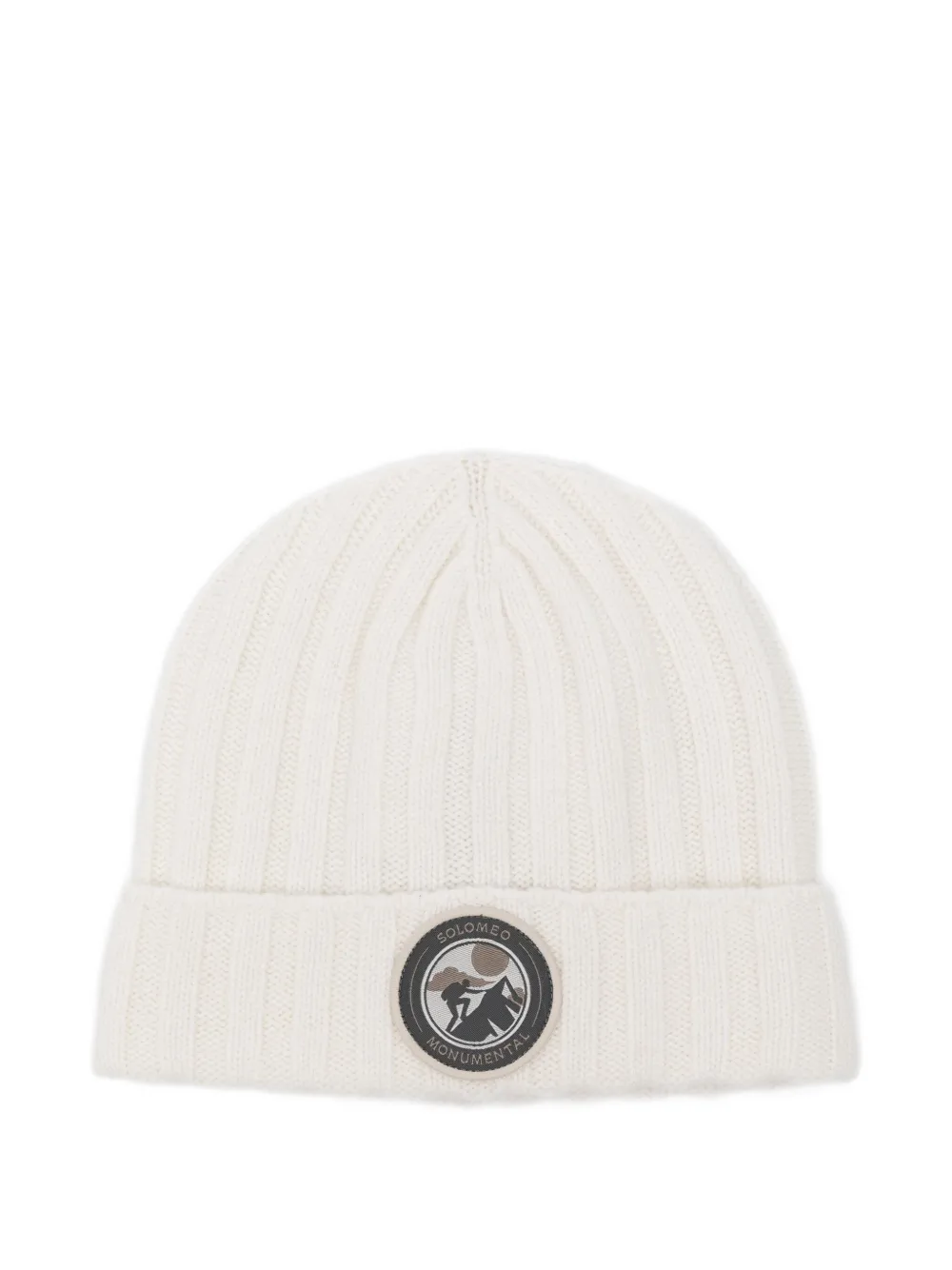 Brunello Cucinelli Kids ribbed-knit logo-patch beanie Wit