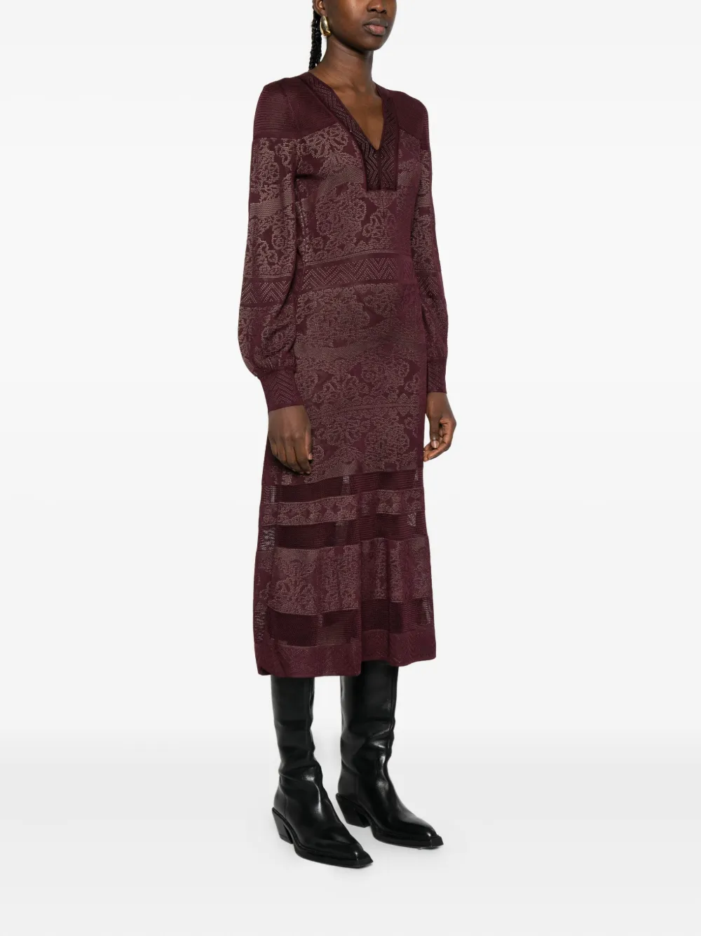 TWINSET Maxi-jurk met V-hals Rood