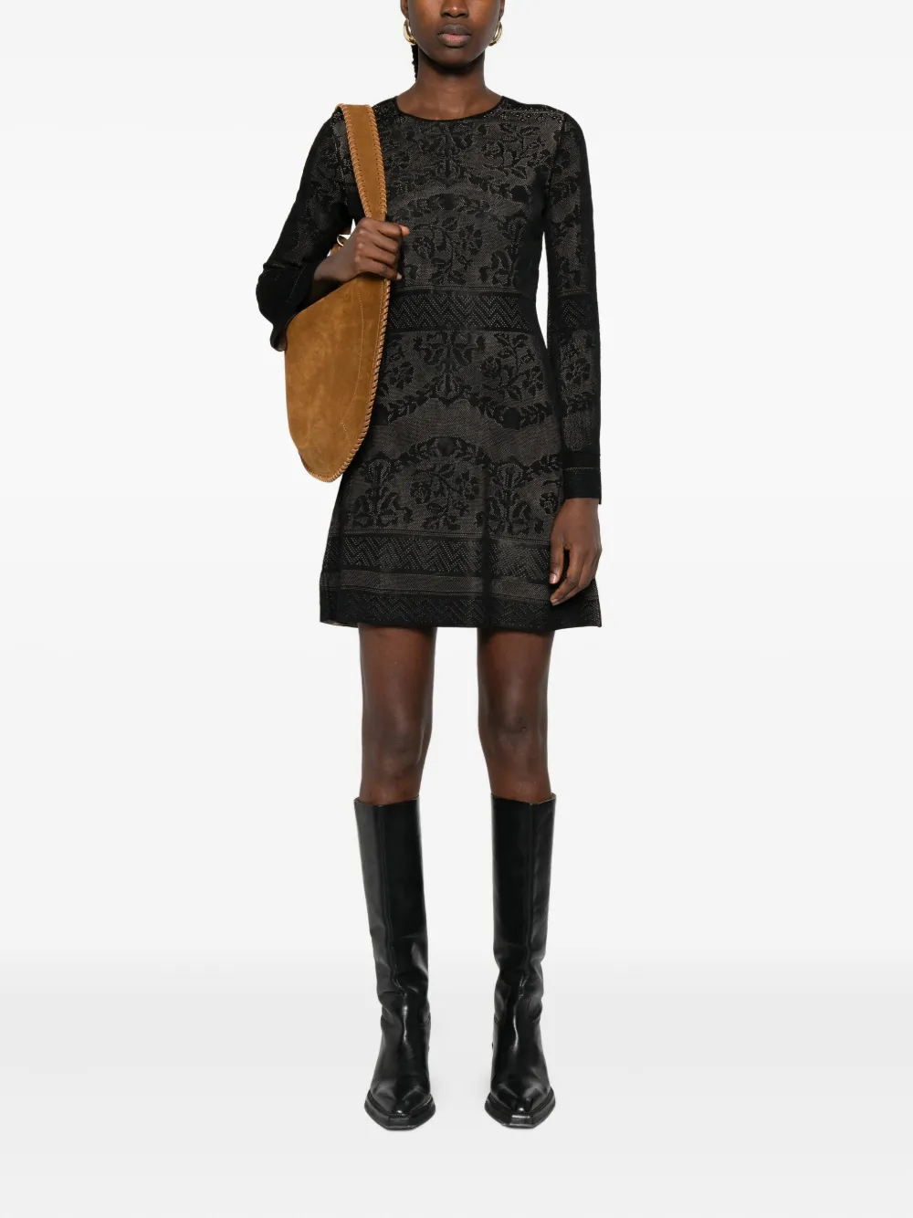 TWINSET long-sleeve mini dress - Zwart