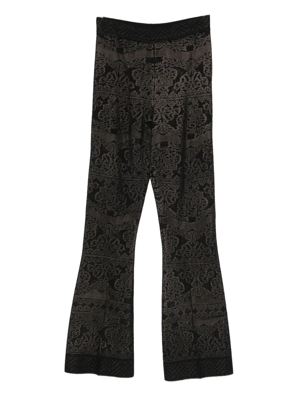 Twinset Damask-pattern Trousers In Black
