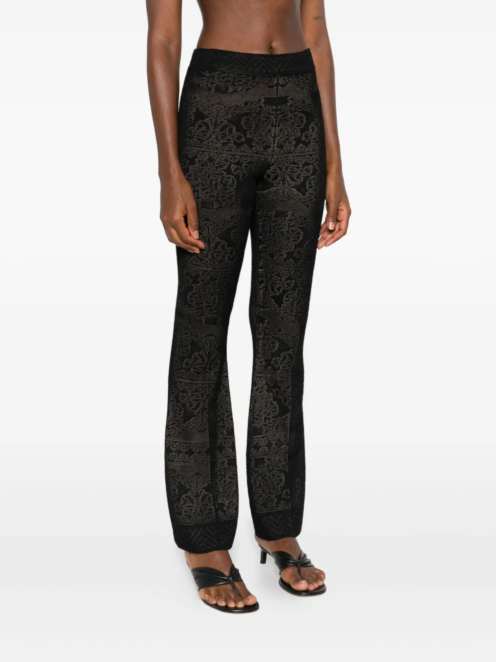TWINSET Broek met damask-patroon Zwart