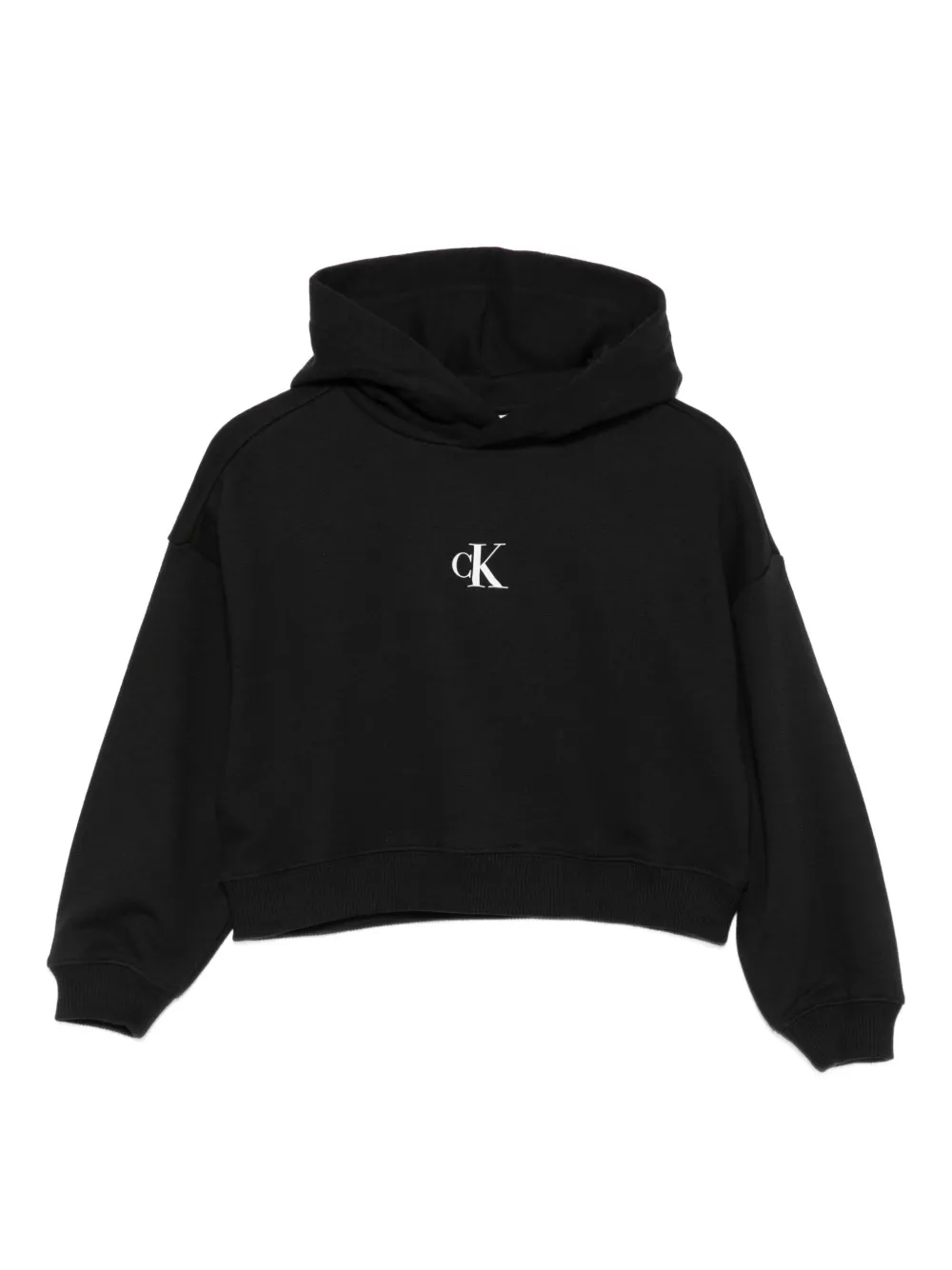 Calvin Klein Kids logo-embroidered hoodie Zwart