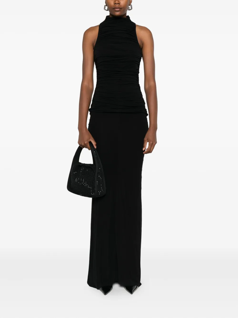 Amen turtleneck ruched top - Zwart