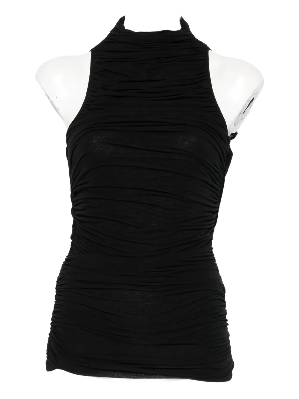Amen Turtleneck Ruched Top In Black