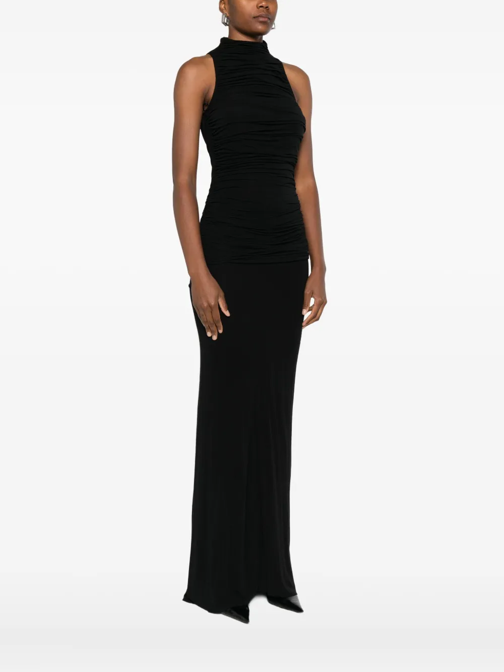 Amen Turtleneck Ruched Top In Black