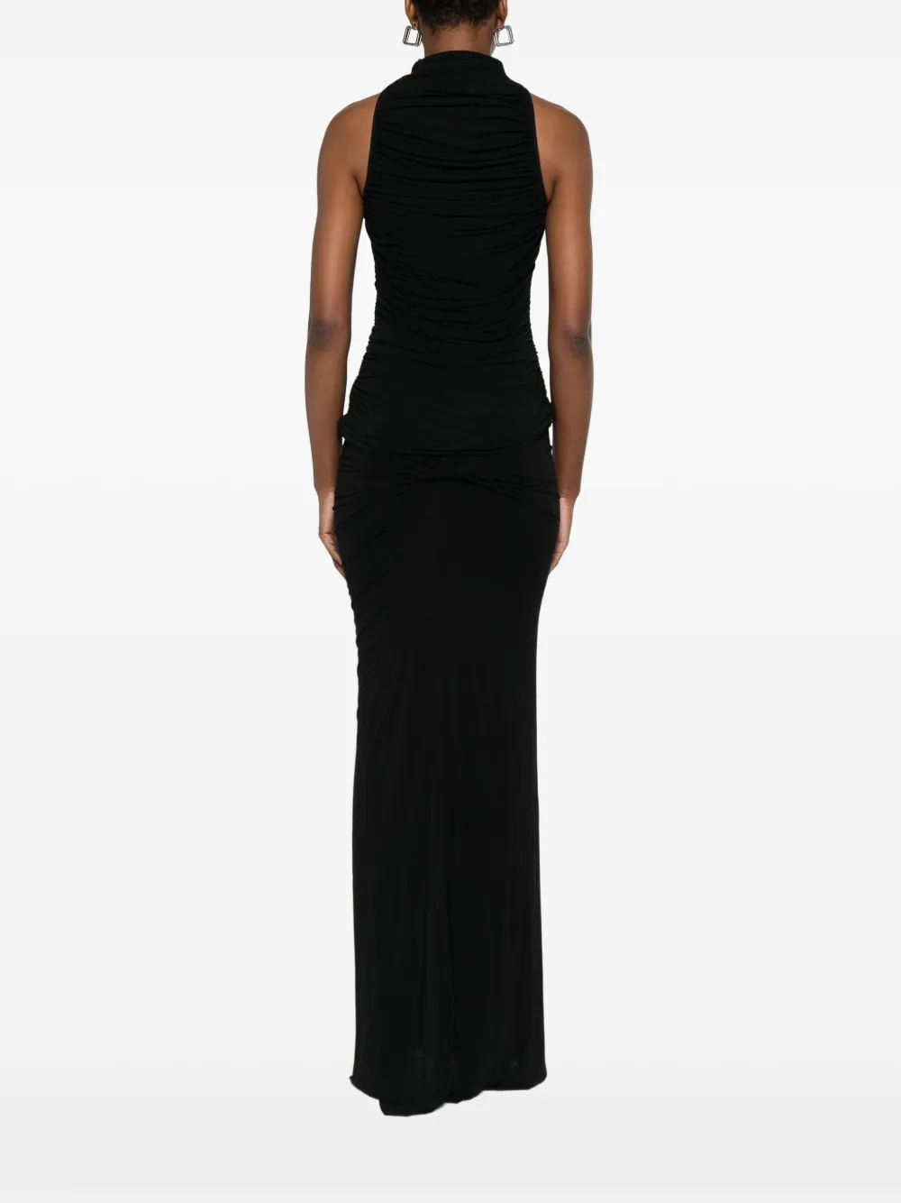 Amen Turtleneck Ruched Top In Black