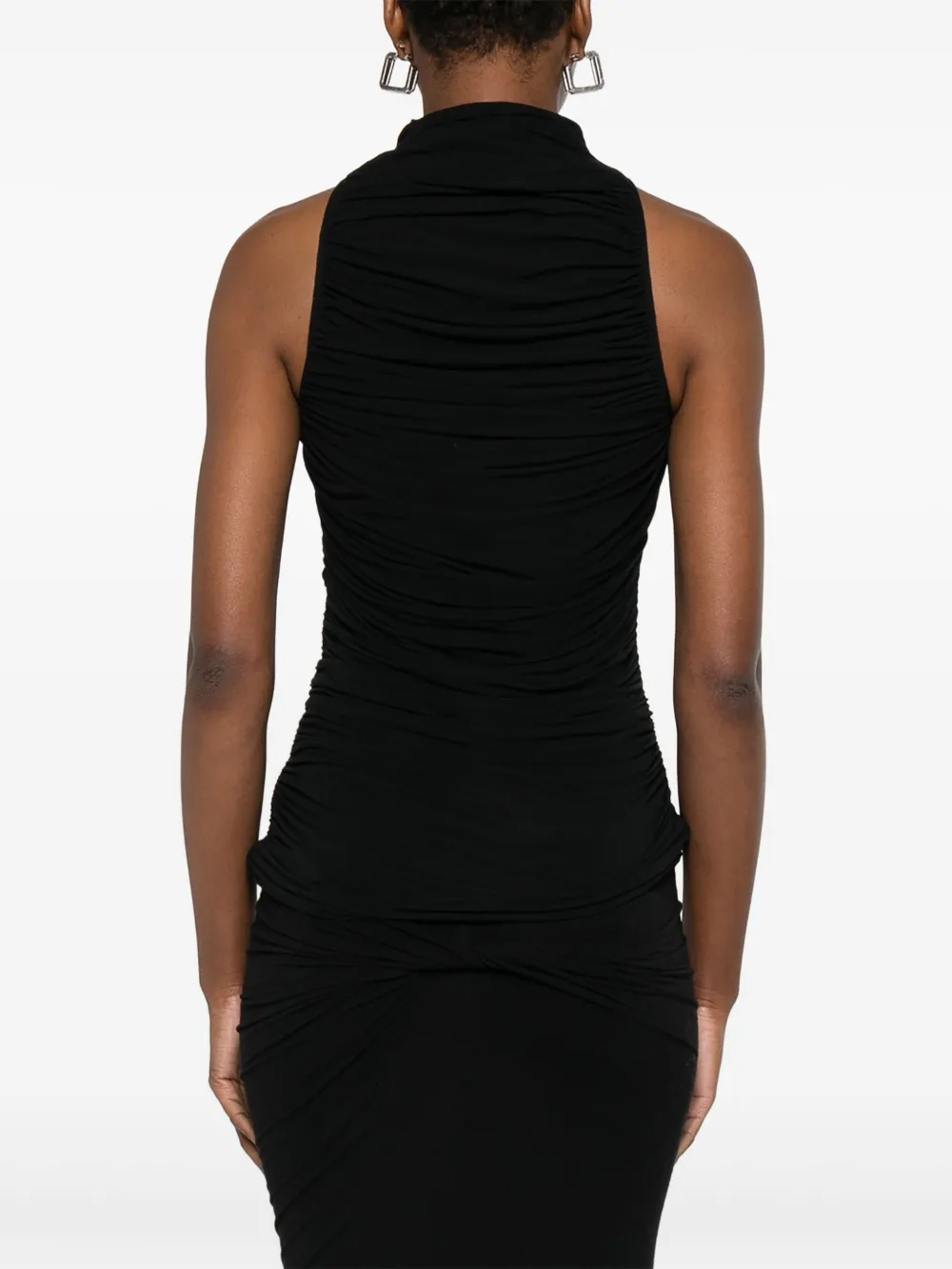 Amen Top met col en ruches Zwart