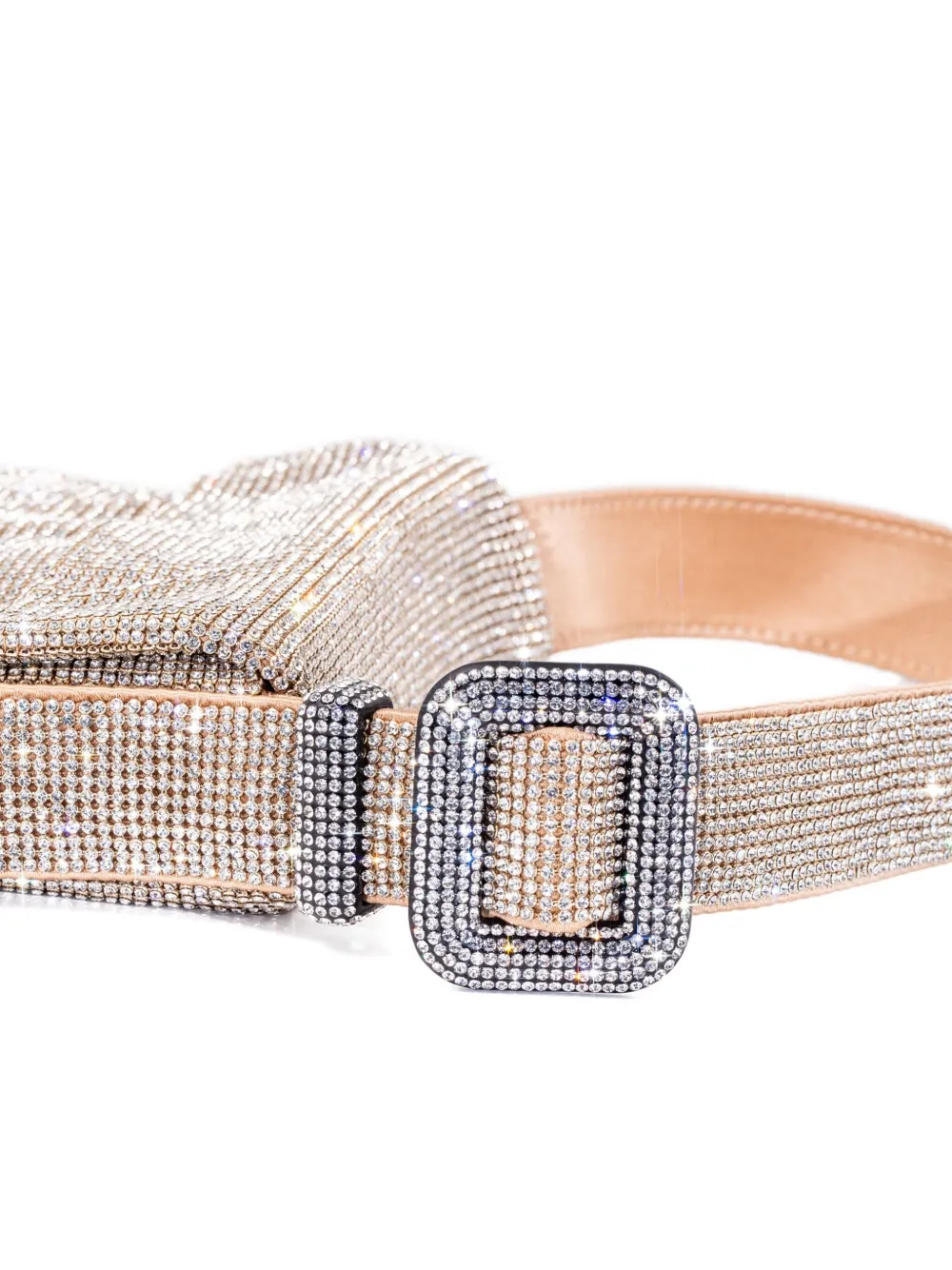 Benedetta Bruzziches Crystal-embellished Buckle Shoulder Bag In Gold