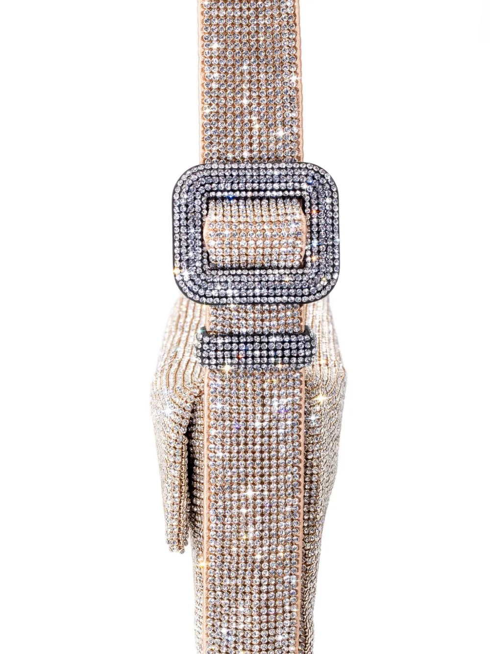 Benedetta Bruzziches Crystal-embellished Buckle Shoulder Bag In Gold