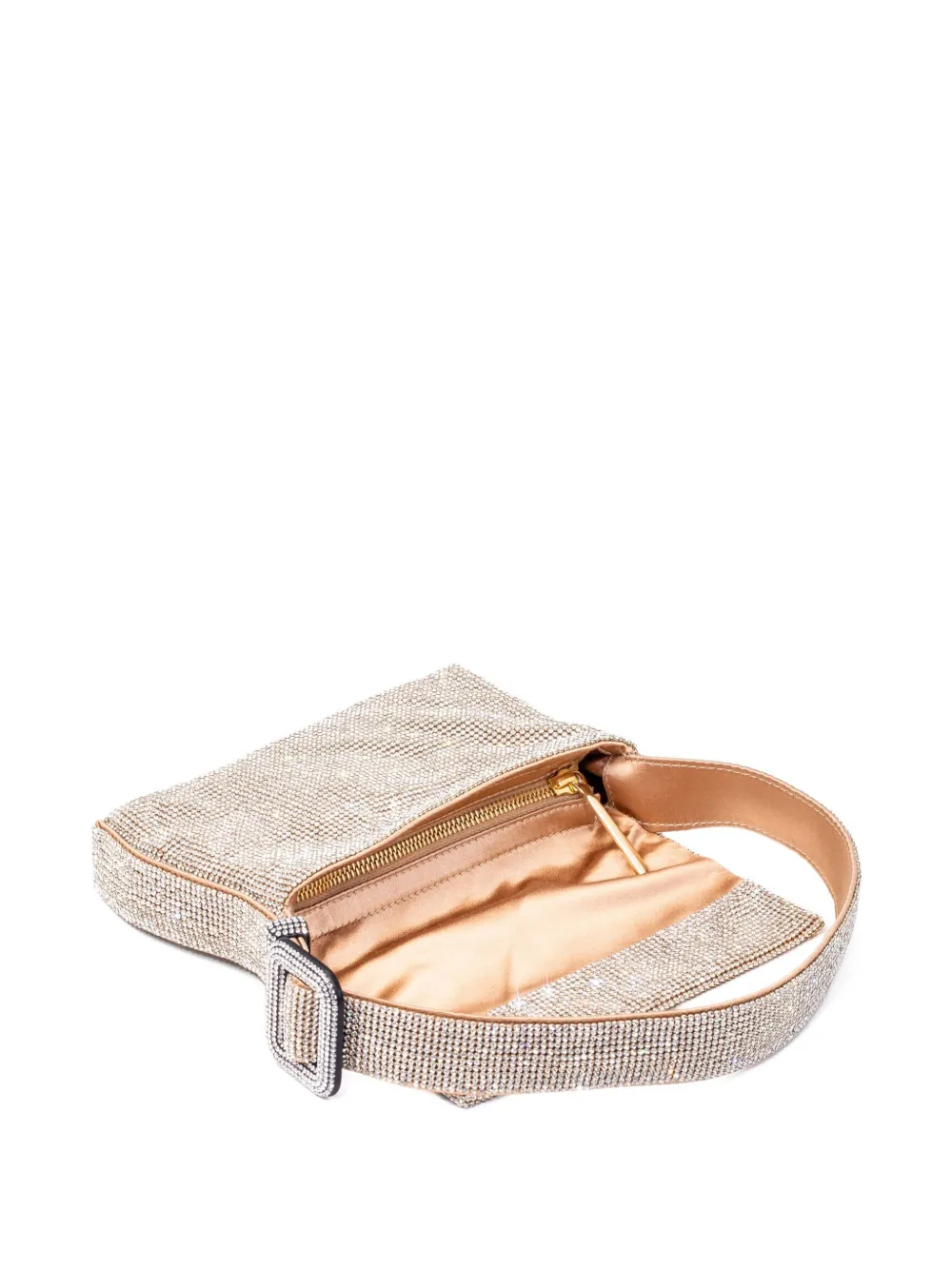 Benedetta Bruzziches Crystal-embellished Buckle Shoulder Bag In Gold
