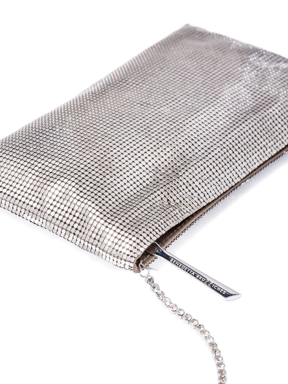 Benedetta Bruzziches Metallic Chain Clutch Bag In Silver