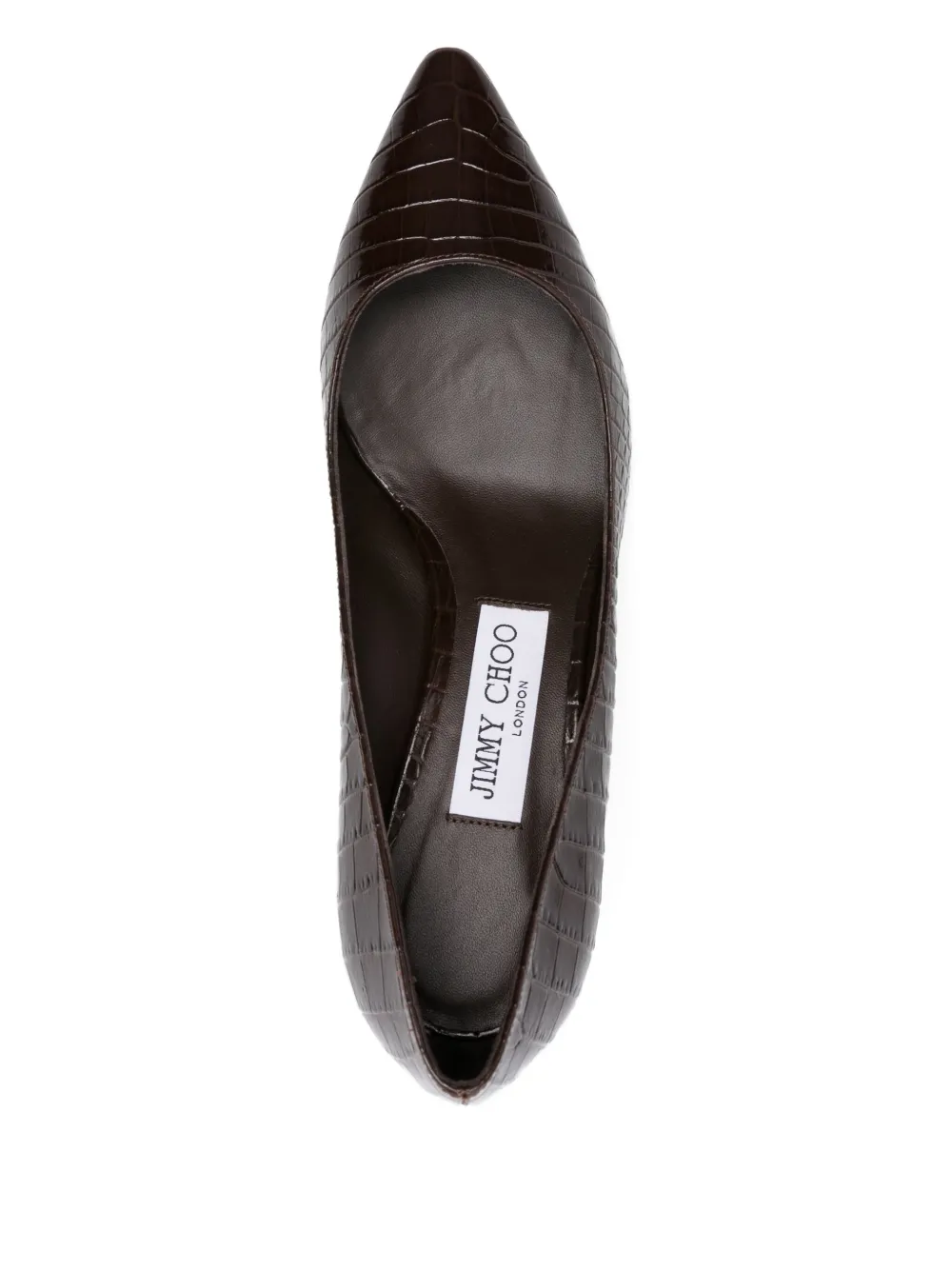 Jimmy Choo Pumps met krokodillen-reliëf en puntige neus Bruin