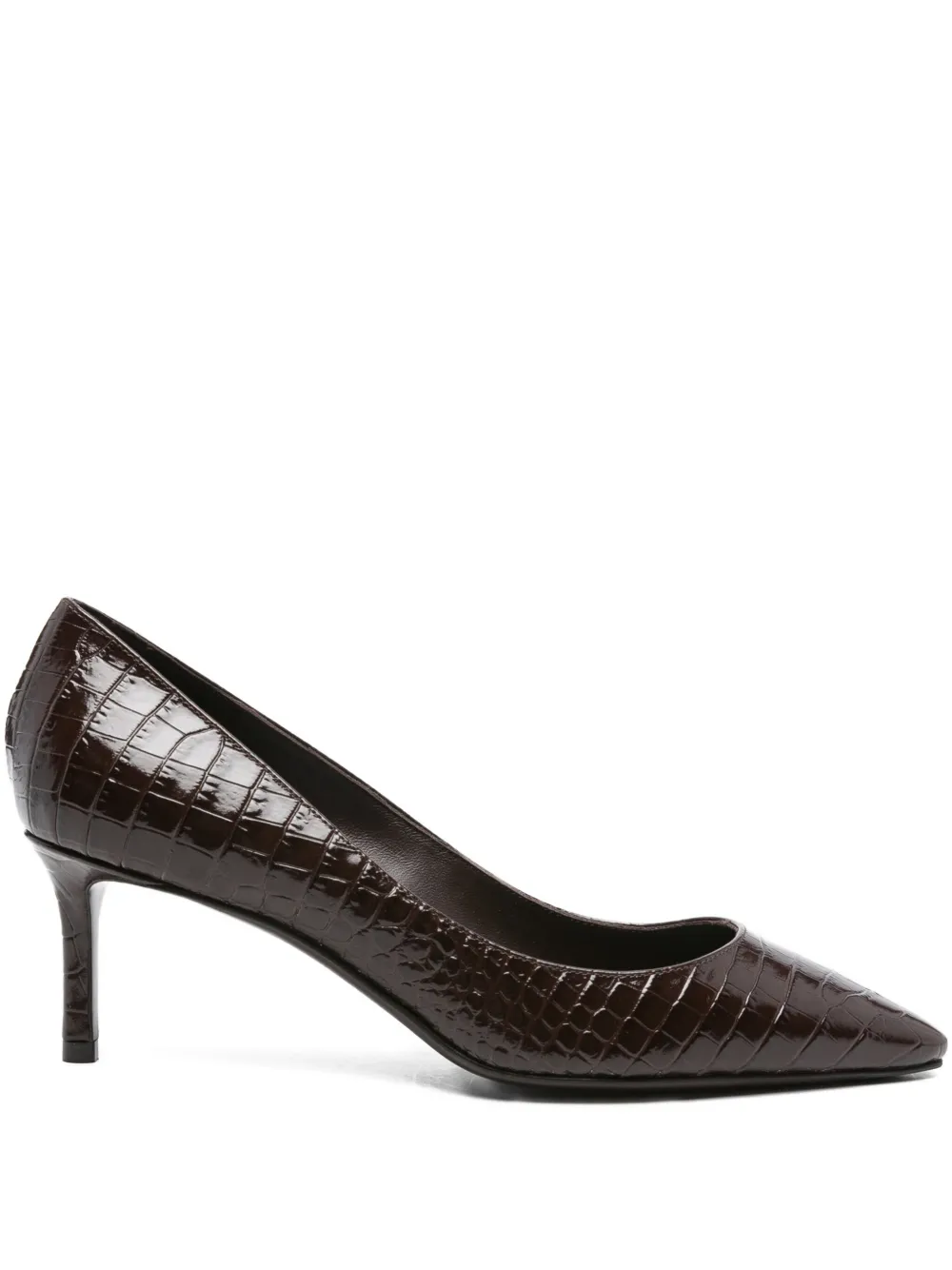 Jimmy Choo Crocodile-embossed Pointed-toe Pumps In Brown