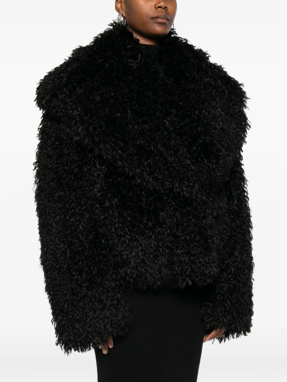 Amen Textured Shaggy Jacket In Black