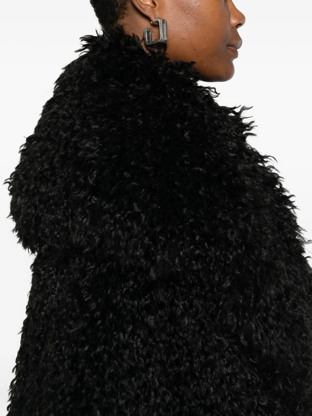 Amen Textured Shaggy Jacket In Black