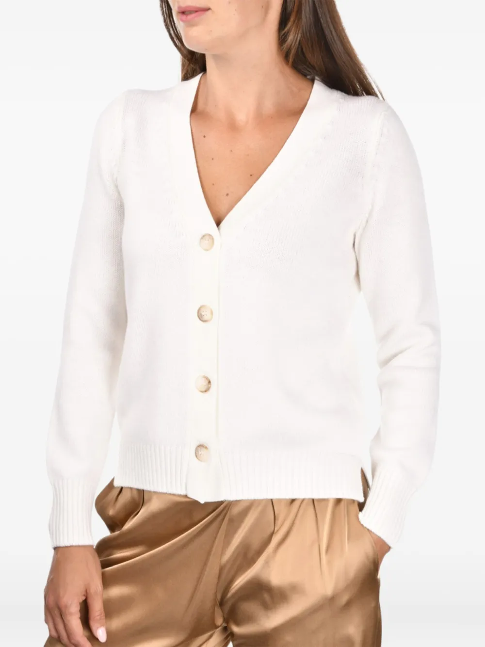 Gran Sasso V-neck buttoned cardigan | White | Image 1