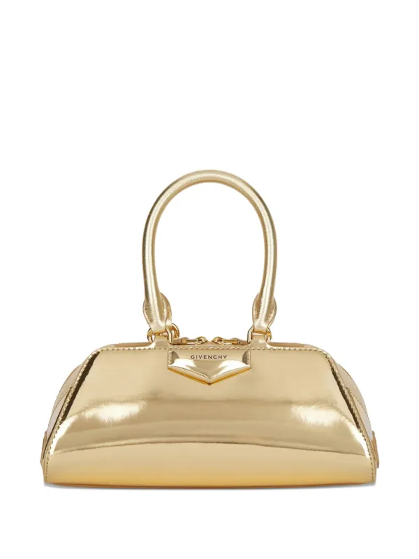 Givenchy Mini Antigona East-West Metallic Tote Bag | Gold | FARFETCH