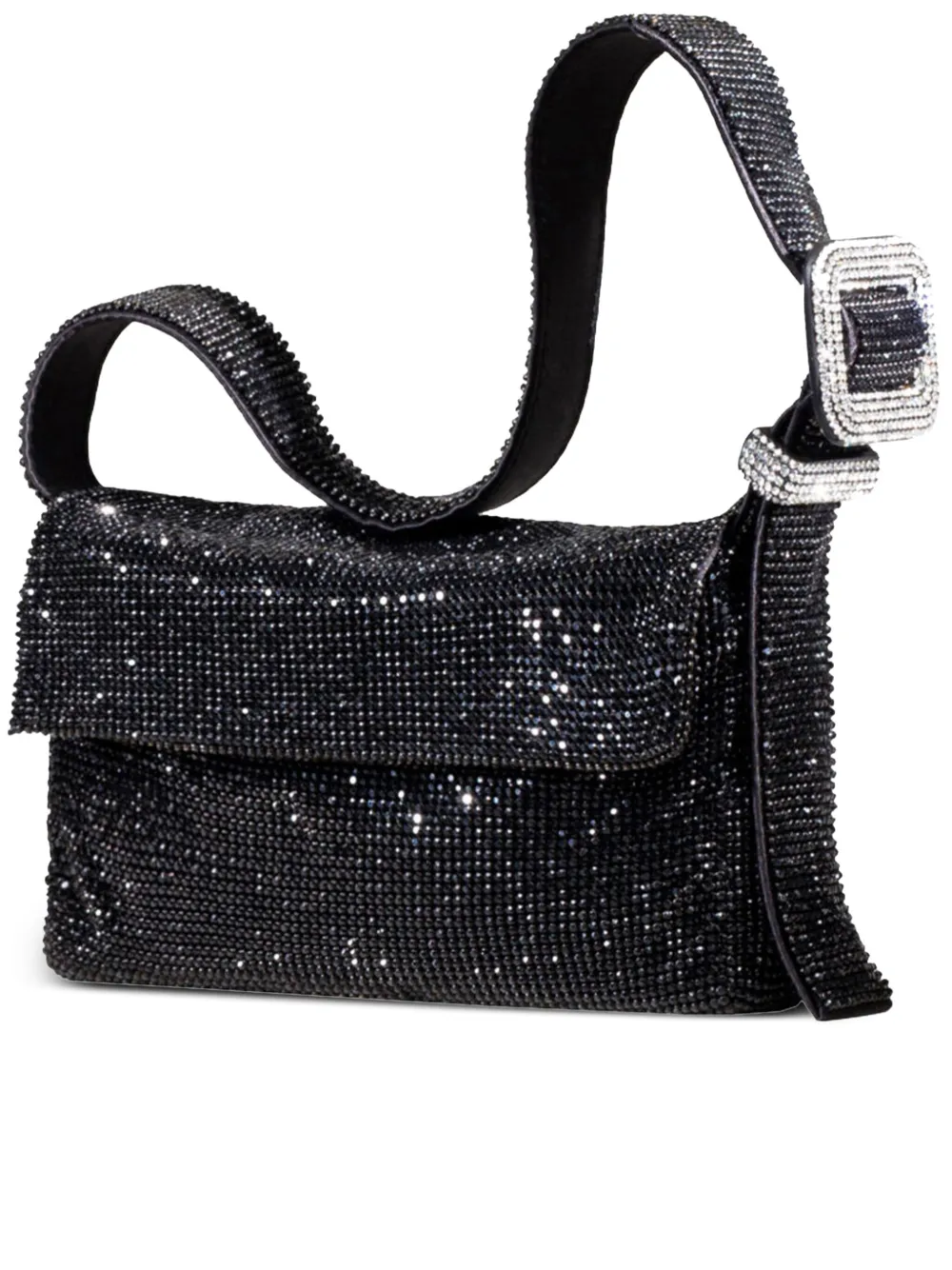 Benedetta Bruzziches crystal-embellished buckle shoulder bag | Black | Image 1