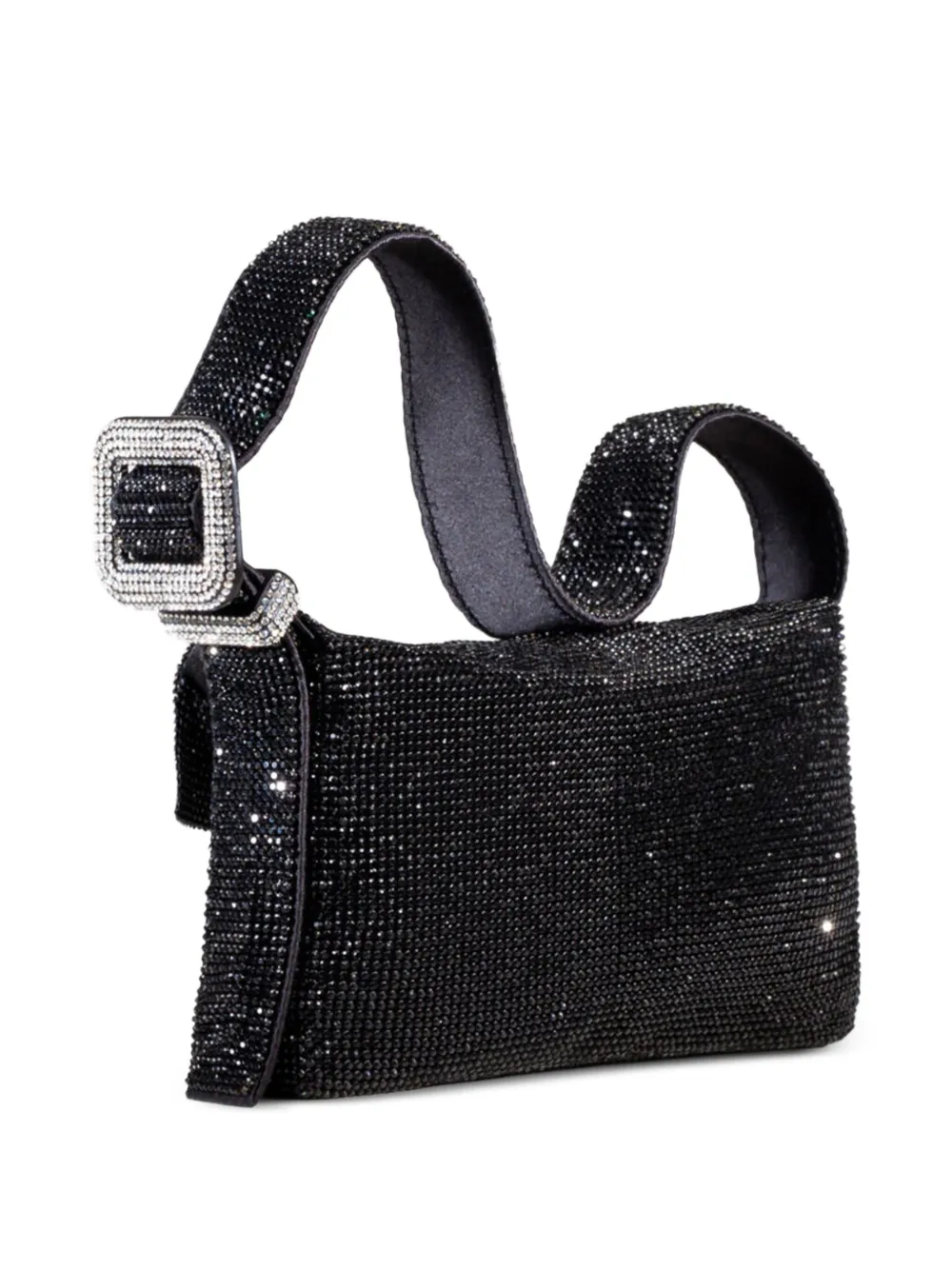 Benedetta Bruzziches Schoudertas verfraaid met kristallen en gesp Zwart