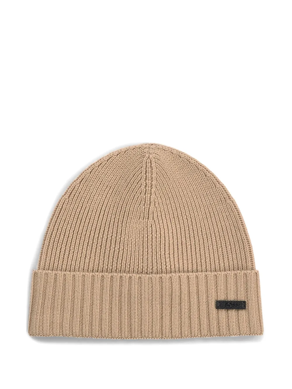 BOSS Geribbelde muts Beige