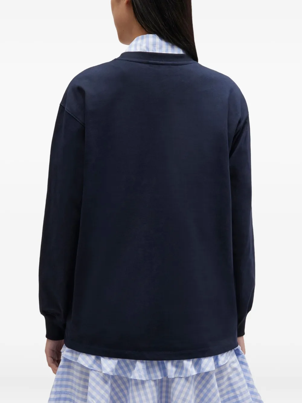 GANNI Top met geborduurd logo en lange mouwen Zwart