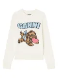 GANNI Puppy logo intarsia sweater - Neutrals